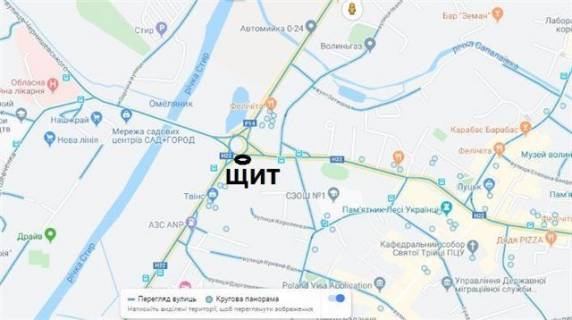 Билборд B в Луцке вул.Набережна/Шевченка (м1) (перетин вул.Шевченка) схема