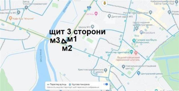 Билборд A в Луцке вул.Ковельська на перетині з вул.Набережна (м2) схема
