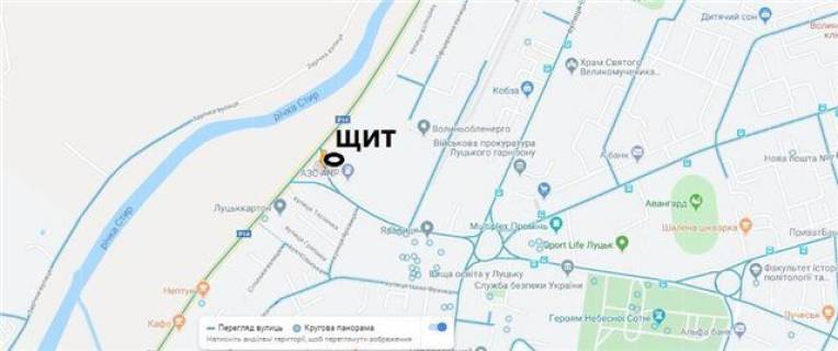 Билборд A в Луцке вул. Яровиця-Набережна (спуск на вул.Набережну) схема