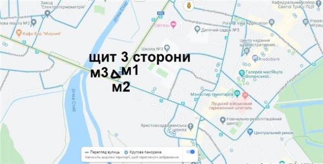 Билборд A в Луцке вул.Ковельська на перетині з вул.Набережна (м1) схема