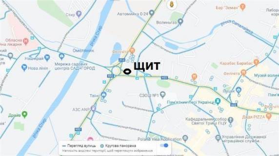 Билборд A в Луцке вул.Набережна/Шевченка (м2) (перетин вул.Шевченка, виїзд на проспект Волі) схема