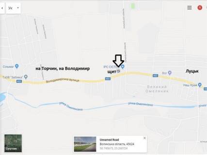 Billboard A in Lutsk, 3х6  Luc'k st.Volodimirs'ka (rajon sela Velikij Omelanik (pri viizdi z mista Luc'k,  trasa Luc'k-Volodimir-Volins'kij), makaronna fabrika  scheme