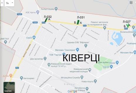 Билборд A в Киверцах м.Ківерці (в місті Ківерці, траса Луцьк-Маневичі) схема