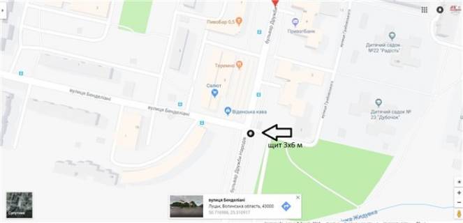 Билборд A в Луцке б-р Івана Газюка (колишня Дружби Народів) (район ДПЗ, біля розважального комплексу Зебра) схема