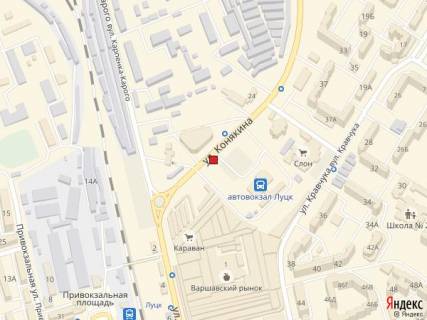 Билборд B в Луцке, 3х6  вул. Конякіна,39 (вїзд на стоянку автостанціі №1, навпроти ТЦ Варшавський та Ринок) схема