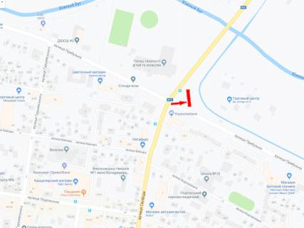 Билборд A в Хмельницком Свободи пр. - Прибузька вул., 14/1, навпроти схема