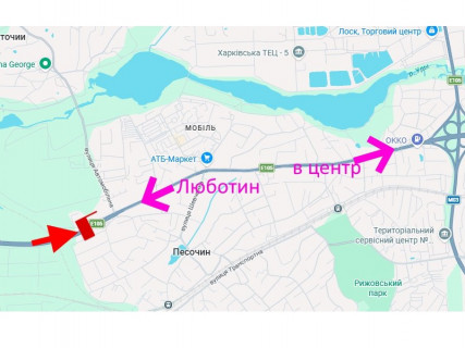 Билборд B в Песочине, 3x6  с. Пісочин, Полтавський шлях - Автомобільна вул., (6), в центр схема