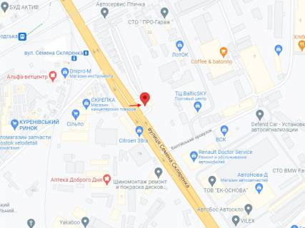 Видеоборд A в Киеве Скляренка вул., 5Б, АЗС "KLO", прайс за трансляцію ролика 10 сек, 1 вихід/2 хвилини, цілодобово - 402522 схема