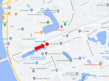 Billboard A in Kyiv, 3x6  Darnic'ke sose - st. Sortuval'na, v storonu Harkivs'kogo sose scheme