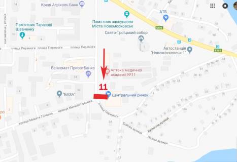 Билборд B в Самар (Новомосковск) Перемоги пл., 36 - Головка вул. схема