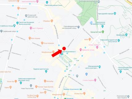 Сiтiлайт B у Києві, 1.8x1.2  Костьольна вул. 3 - Майдан Незалежності, біля ресторану "Tres Francais", в сторону вул. Трьохсвятительській схема
