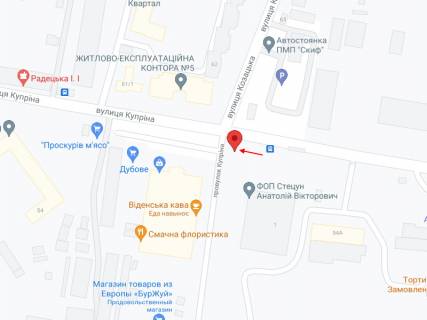 Билборд B в Хмельницком, 3х6  вул. Купріна (поворот на Дубовский ринок) схема