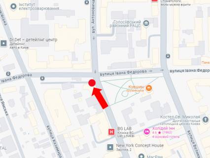 Ситилайт B в Киеве, 1.8x1.2  Антоновича (кол. Горького) вул., 66, зупинка "вул. Федорова" схема
