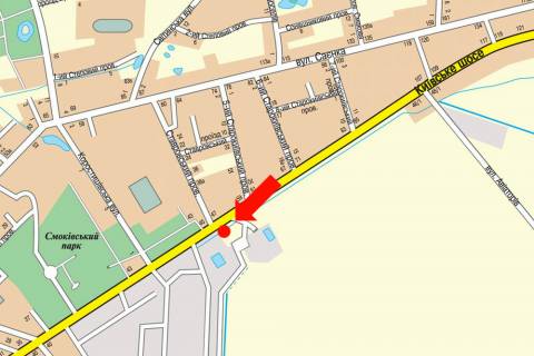 Билборд  в Житомире, 3x6  Київське шосе, біля АЗС "ОВ", в''їзд в місто схема