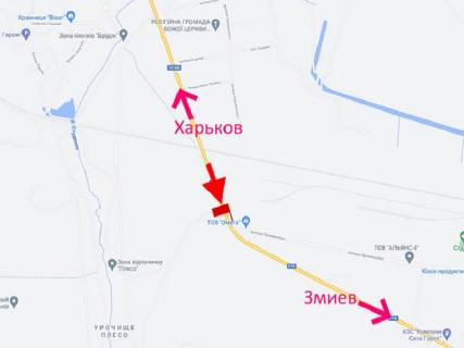 Билборд B в Васищеве, 3x6  Промислова вул., смт Васищеве, біля ТОВ "Омега", у бік м. Зміїв схема