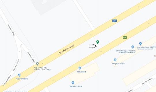 Бэклайт A в Днепр (Днепропетровск), 8х4  Донецьке шосе, навпроти буд. №123  (на розділовій смузі), рух у бік вул. Березинська схема