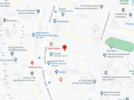 Видеоборд A в Днепр (Днепропетровск) Героїв пр., 11Б, аптека "Мед Сервіс", №Дп031, прайс за ролик 10 сек 1 вихід/5 хвилин, з 8:00-22:00. Розрахунок для інших параметрів трансляції уточнюйте у менеджера. - 301330 схема