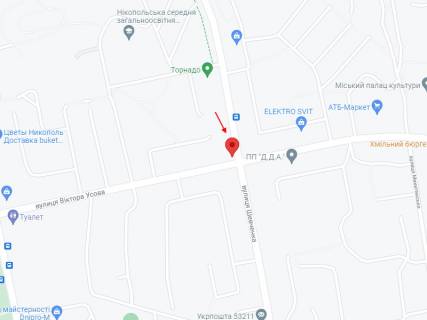 Билборд A в Никополе, 4х3  на перехресті вул. В.Усова та вул. Шевченка схема