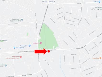 Билборд A в Харькове Олександрівський пр. (колиш. Косіора пр.) , 2-Б - вул. Харківських дивізій, в бік просп. Героїв Харкова (Московський) схема