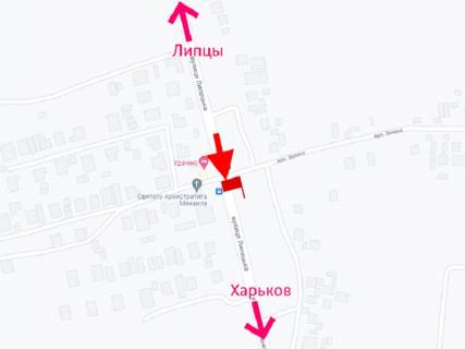 Билборд B в Русских Тишках, 3x6  с. Російські Тишки, котеджне с. Удачіно, у бік м. Харків схема