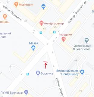 Білборд, Бігборд (Борд)  B у Запоріжжі, 6х3  Перемоги вул. - В'ячеслава Зайцева (Лермонтова) вул., біля автостоянки схема