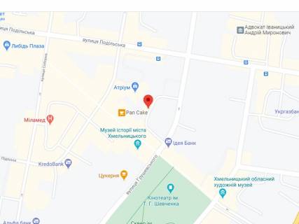 Видеоборд A в Хмельницком Проскурівська вул., 21/31, аптека "Мед Сервіс", №Л047, прайс за ролик 10 сек 1 вихід/5 хвилин, з 8:00-22:00. Розрахунок для інших параметрів трансляції уточнюйте у менеджера. - 301589 схема