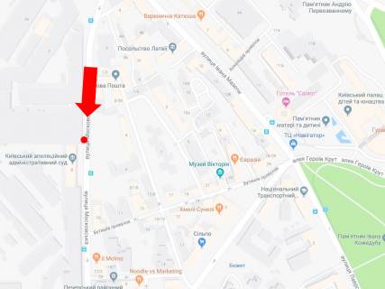 Сiтiлайт A у Києві, 1.8x1.2  Князів Острозьких вул. (Московська)., 8, в сторону Кловського узвозу схема