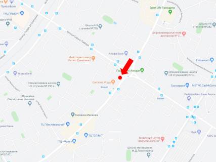 Призма A в Киеве, 3x6  просп. Червоної Калини (Володимира Маяковського). 61/9 - Лифаря вул. (Колиш. Сабурова), на круговій розв'язці, в бік просп. Романа Шухевича (Генерала Ватутіна) - 215135 схема