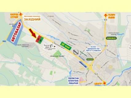 Билборд  в Ивано-Франковске, 3x6  Калуське шосе, автобазар, (3) схема