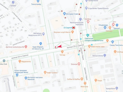 Билборд A в Харькове, 3x6  23 Серпня вул., 33а - Низова вул., з центру схема