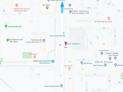 Ситилайт B в Харькове, 1.8x1.2  Тракторобудівників пр., 92, зупинка "парк Перемоги", в центр схема