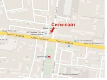 Ситилайт B в Кривом Роге, 1.8x1.2  Гагаріна пр., 13 - Єсеніна вул., зупинка "Будинок РАД" схема