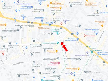 Бэклайт B в Житомире, 2.3x3.14  Корольова пл. / бул. Новий, біля кинотеатру "Жовтень" і міськради, центр схема