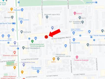Билборд A в Виннице, 3x6  Янгеля вул. (кол. Фрунзе вул.), 24 / Довженка вул. (кол. Ленінградська вул.), в центр схема
