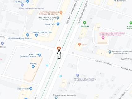 Бэклайт B в Днепр (Днепропетровск) Поля пр.  (колиш. Кірова пр.) - Улянівська (Ульянова) вул., на світлофорі схема