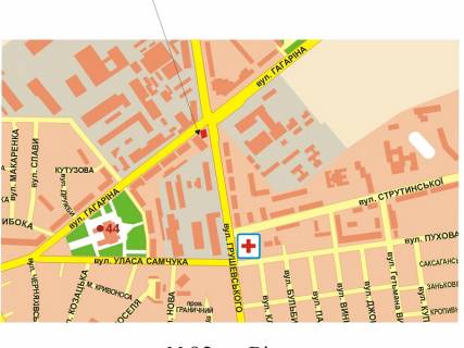 Призма B в Ровно Грушевського вул. - вул. Василя Червонія (Гагаріна). - 297675 схема