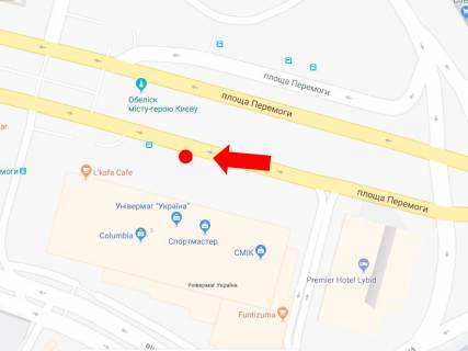 Ситилайт  в Киеве, 1.8x1.2  Галицька площа (Перемоги пл.)., 3, біля універмагу "Україна", в сторону Повітрофлотського мосту схема