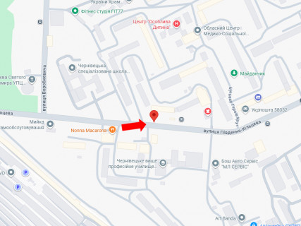 Билборд B в Черновцах, 3x6  Південно-Кільцева вул., 21, в бік Головної вул. схема