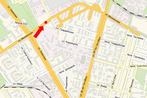 Билборд  в Кременчуге, 3x6  Московська вул., 33/27 / Гвардійська вул., біля завода "КРАЗ" схема