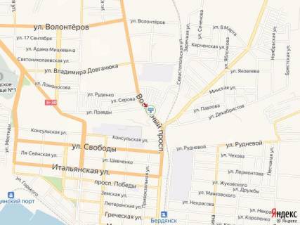 Билборд B в Бердянске Восточный пр. - Одесская ул. схема
