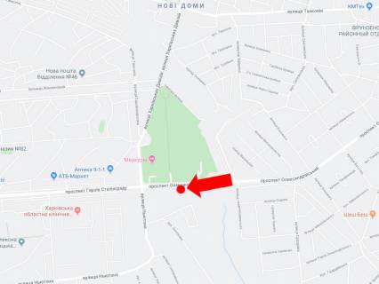 Билборд B в Харькове Олександрівський пр. (колиш. Косіора пр.) , 2-Б - вул. Харківських дивізій, в бік просп. Аерокосмічний (Гагаріна) схема