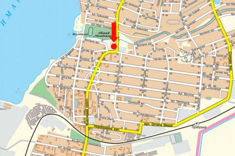 Билборд A в Николаеве, 3x6  Богоявленський пр. (кол. Жовтневий пр.) / Торгова вул., біля парку "Молодіжний", з центру схема