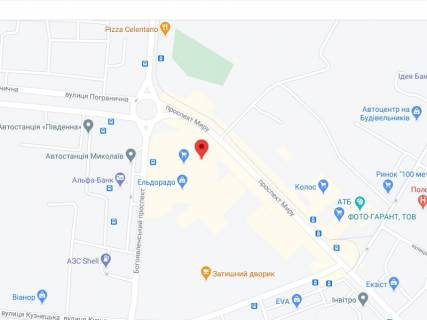 Видеоборд A в Николаеве Миру пр., 1/1, аптека "Мед Сервіс", №Юг047, прайс за ролик 10 сек 1 вихід/5 хвилин, з 8:00-22:00. Розрахунок для інших параметрів трансляції уточнюйте у менеджера. - 301462 схема