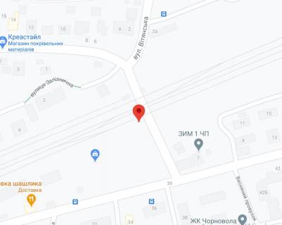 Билборд B в Вишневое Украинки ул. - Черновола ул., ж/д переезд, первый от переезда схема