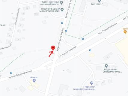 Билборд B в Никополе, 6х3  на перехресті вул. Першотравневої та вул. Патріотів України схема