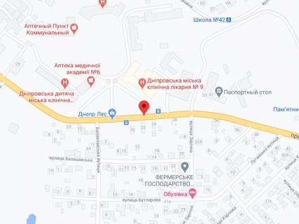 Видеоборд A в Днепр (Днепропетровск) Мануйлівський (Воронцова) пр., 77Б, аптека "Мед Сервіс", №Дп033, прайс за ролик 10 сек 1 вихід/5 хвилин, з 8:00-22:00. Розрахунок для інших параметрів трансляції уточнюйте у менеджера. - 301342 схема