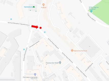 Сiтiлайт  у Києві, 1.8x1.2  Мазепи вул., 3, ст. м. "Арсенальна", в сторону пл. Слави схема