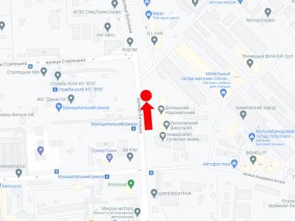 Билборд A в Виннице, 3x6  Батозька вул. (кол. Кірова вул.) - вул. Янгеля (колишня Фрунзе), коло супермаркету "Епіцентр", із центру схема