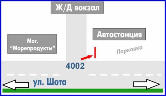 Billboard B in Pokrovsk Zaliznicna st. (kolis. Sota st.), avtostancia, z/d vokzal scheme