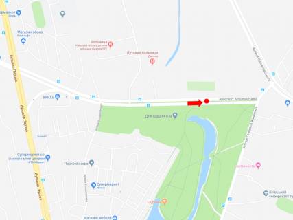 Билборд  в Киеве, 3x6  Навої пр., роздільник, в сторону ринку "Юність", вул. Братиславської схема